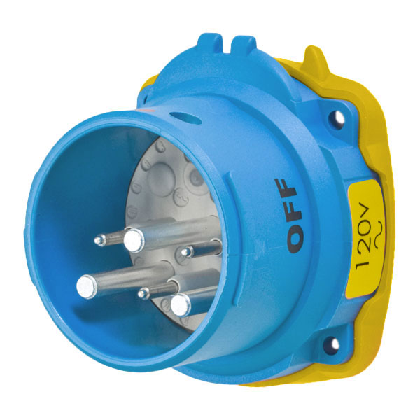 63-68165-973 - DSN60 INLET POLY BLUE SIZE 3 TYPE 4X IP 69 1P+N+G 60A 120 VAC 60 Hz +3 AUX